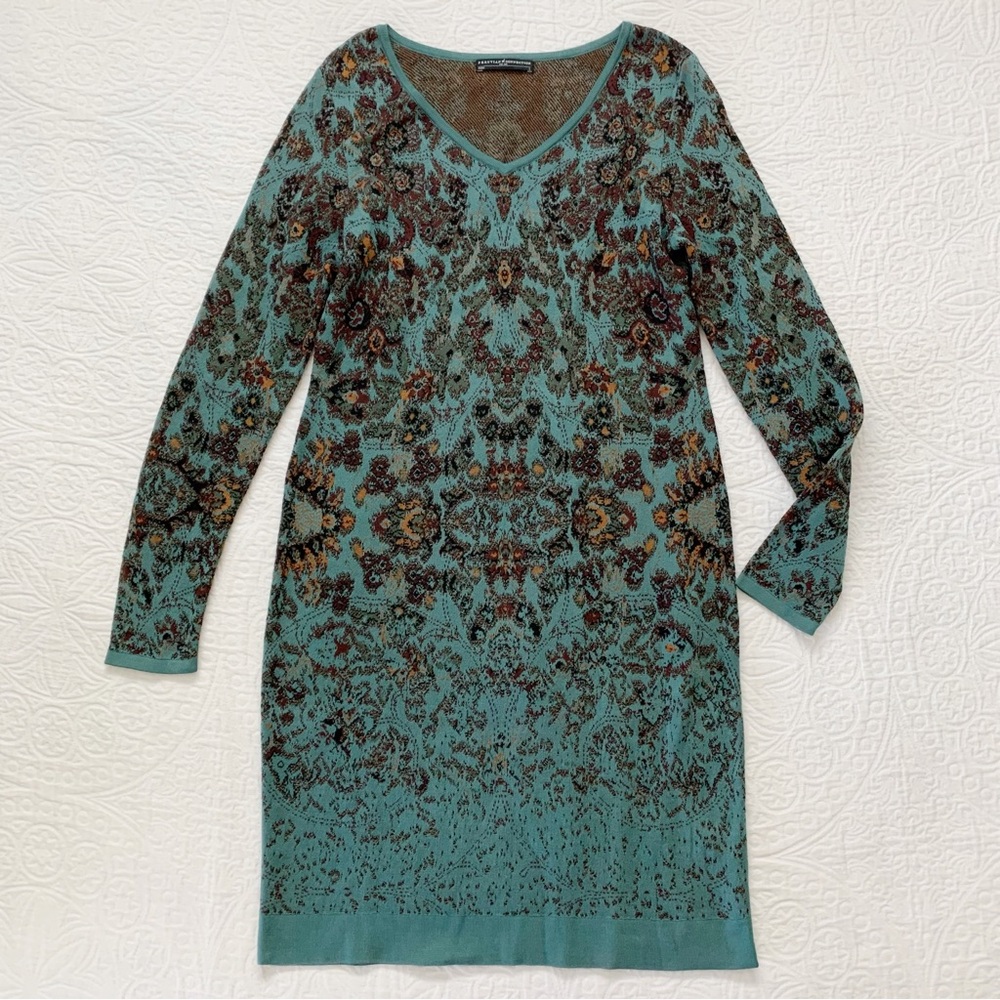 Peruvian Connection Paisley‎ V Neck Long Sleeve Sweater Dress